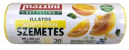 Szemeteszsák, újrahasznosított, köthető füles, illatosított, 35 l, 20 db, 49x60 cm, 10 µ, MAZZINI, citrus illat